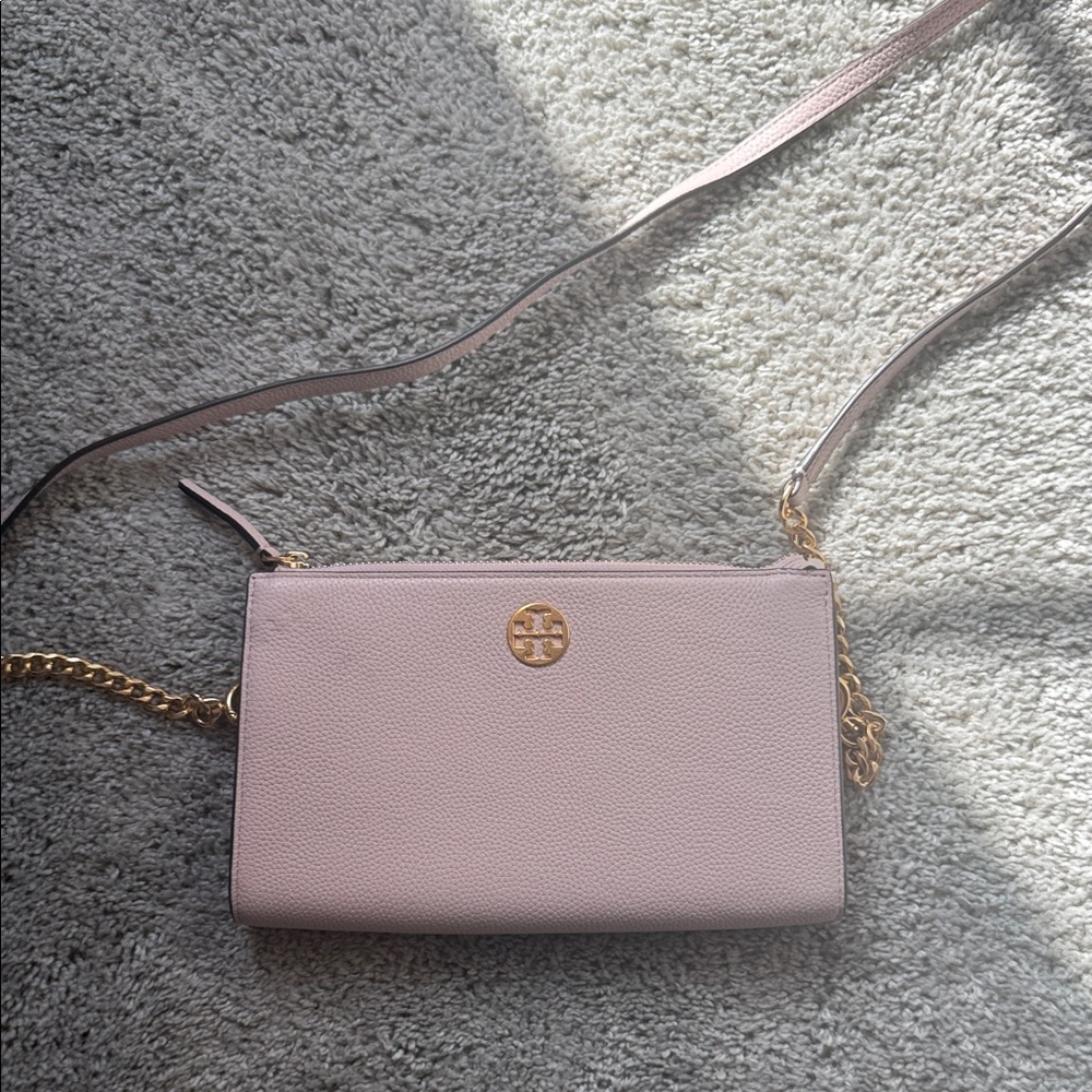 Tory Burch Light Pink Crossbody Bag with Gold Accents